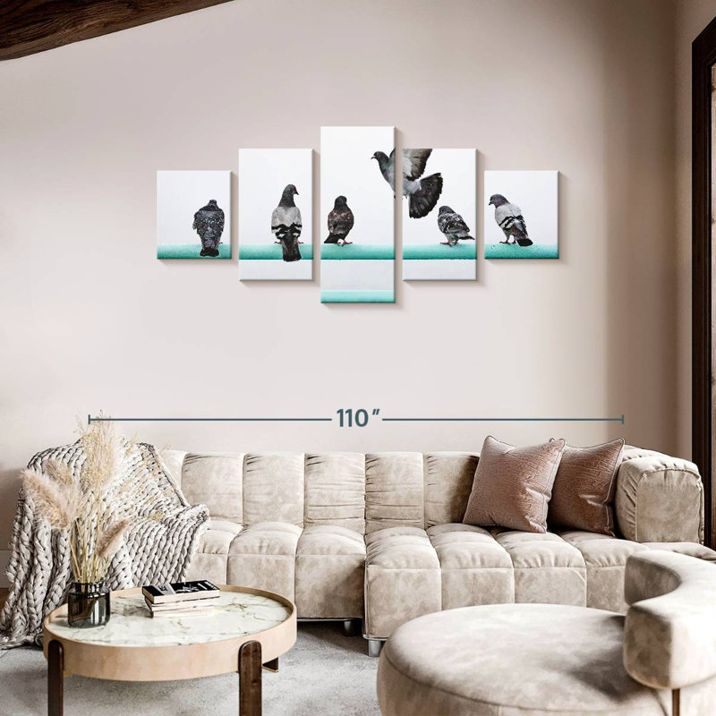 Pigeons On Pole, 36" H x 80" W