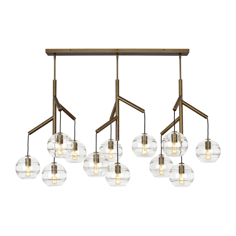 Sedona 12 - Light Chandelier, Aged Brass, Clear, Yes