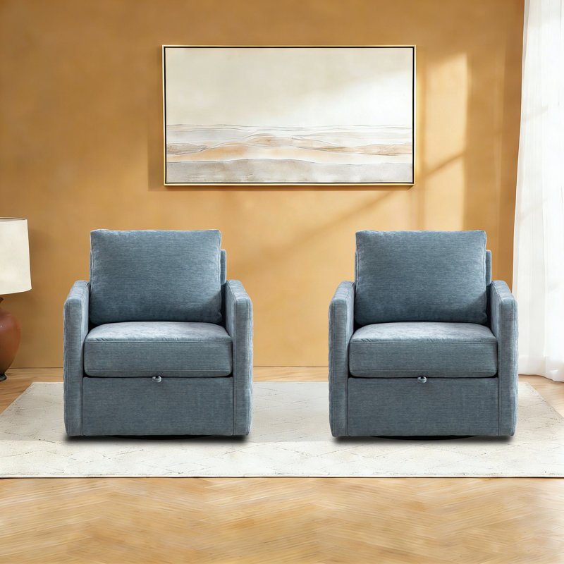 Fauteuil pivotant rembourré avec rangement 29,5 po, Bleu