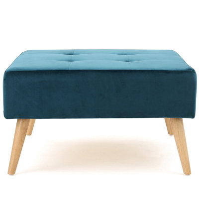 Mid Century Modern Teal Velvet With Solid Birch Legs And Accents, 30.5x30.5x17 Flair Legs, Texture, Inches