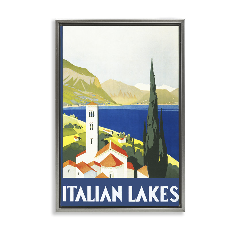 Cadre flottant italien Italian Lakes, par PIDDIX, H 31 po x l 21 po, Cadre flottant gris lustré