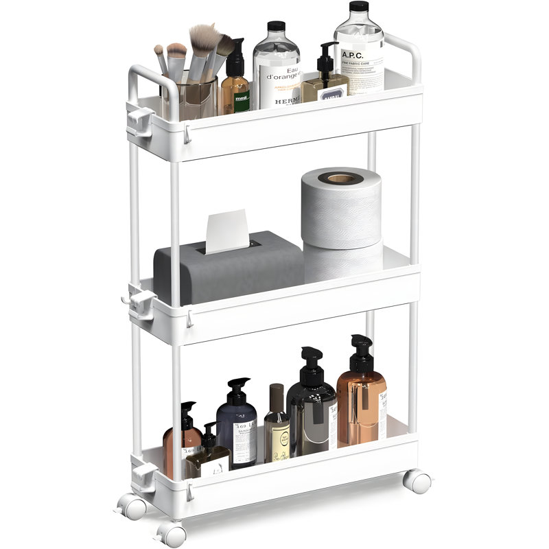 Slim Rolling Storage Cart With Wheels 3-Tier Space-Saving Organizer For Bathroom Laundry Room Kitchen Office Narrow Spaces
