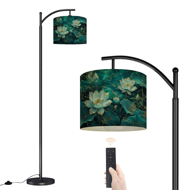 Lampe sur pied PeeNoke à motif de fleurs de chrysanthèmes abstraites dessinés à la main sans soudure