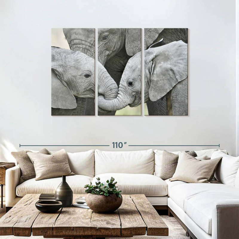 Éléphants d'Afrique Brampt - Brampt - Tanzanie, H 48 po x l 74 po
