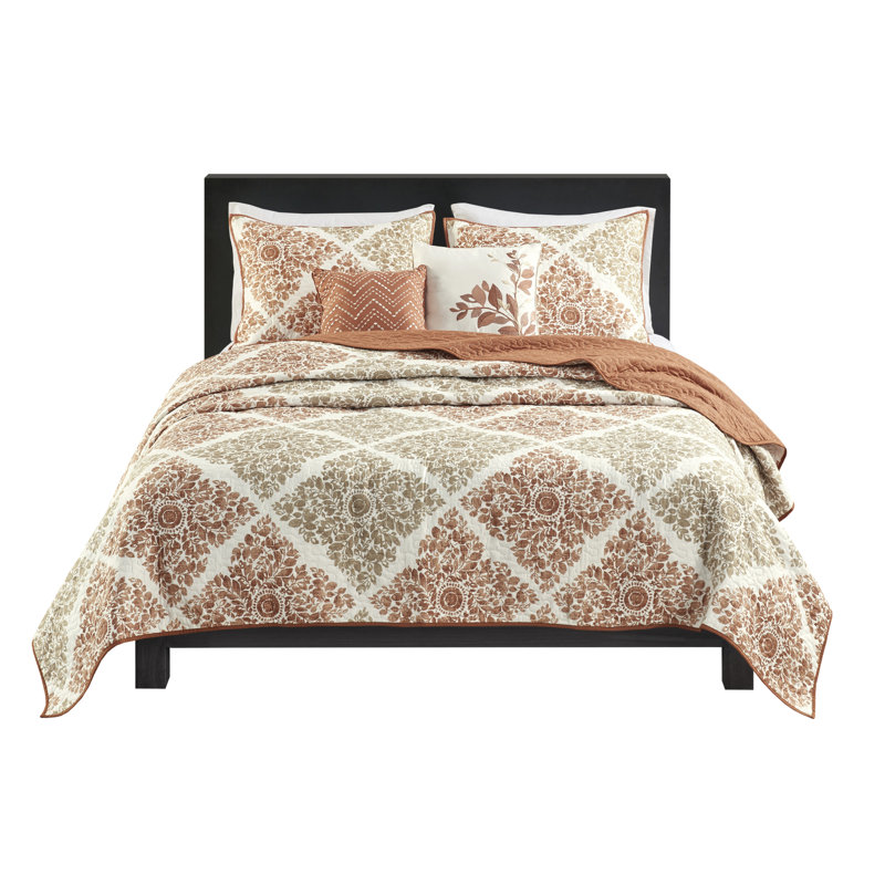 Courtepointe réversible 6 pièces très grand / très grand - imprimé taupe, imprimé vapeur multicolore, tissu doux brossé, coussins