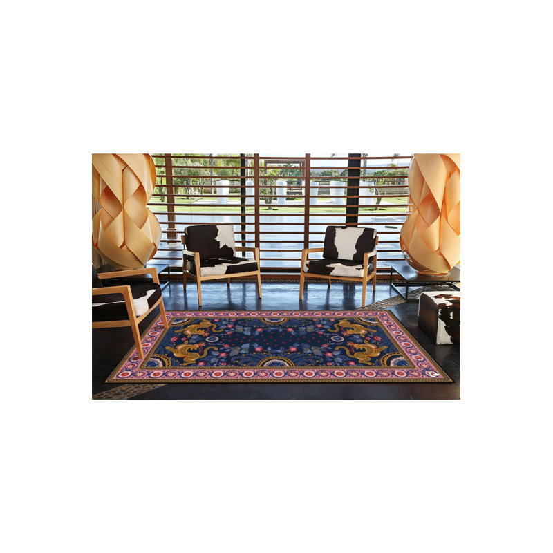 Tapis mauve lavable décoratif à motif tissé mauve, Sous-tapis carré 3 pi 3 po inclus