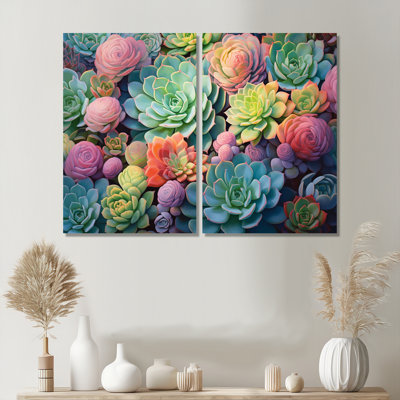 «Green Blue Succulents Succulent Dreams Ii», art sur toile surdimensionné