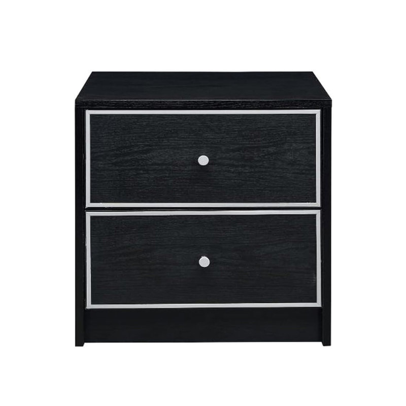 2 tables de chevet élégantes en noir et argent avec 2 tiroirs de rangement, cadre
