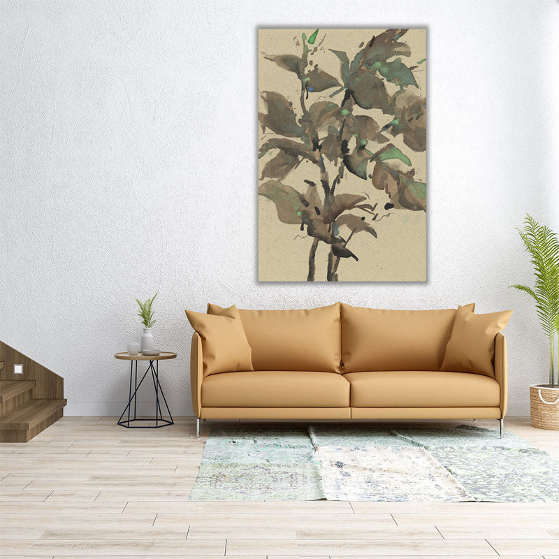 «Leaves on Taupe I», reproduction d'art sur toile, H 30 po x l 20 po