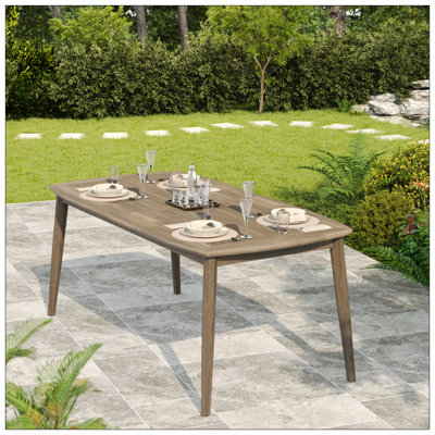 Table de salle à manger en bois d'acacia pour 8 personnes, mobilier de ferme pour patio, jardin, cour arrière, brun clair Capacité de poids de 180 lb