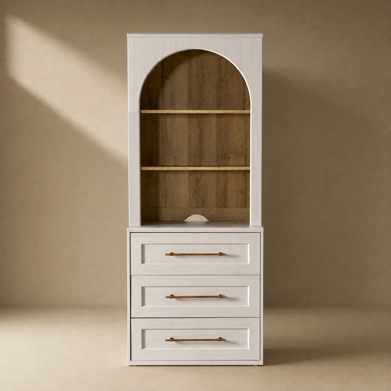 Mercer41 Grabill Dresser Storage Cabinet With Hutch, White