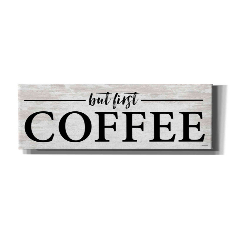 «Hedie But First Coffee I» par Lettered & Lined - impression sur toile tendue, H 12 po x l 36 po x P 1,5 po