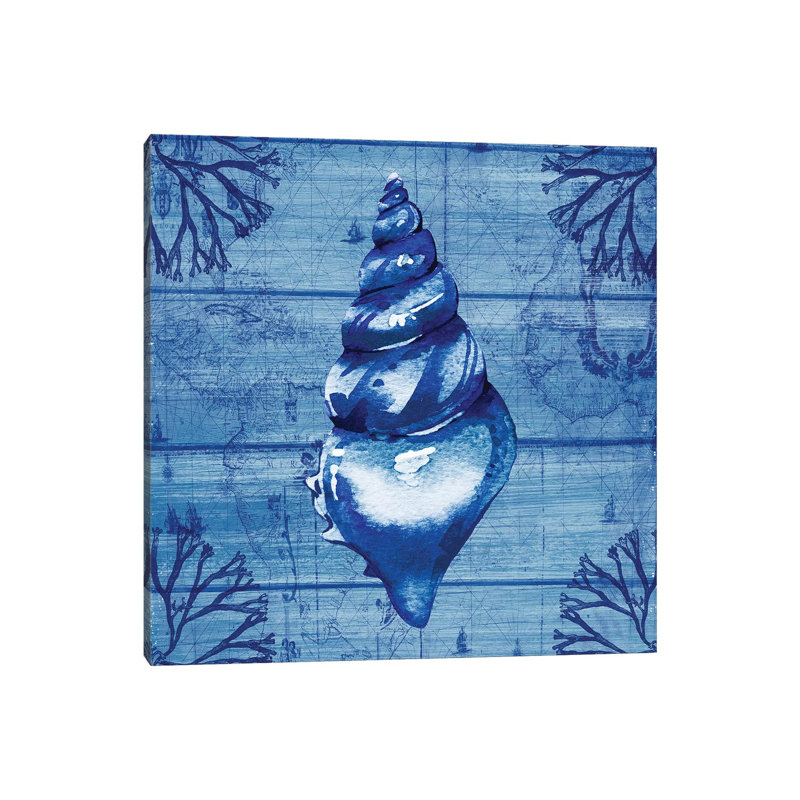 Indigo Conch - Print on Canvas, Wrapped Canvas, 93.98cm H x 93.98cm W x 3.81cm D