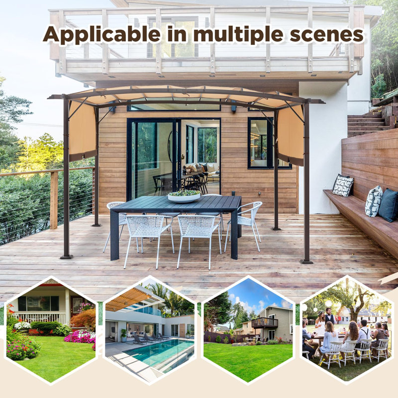 12 pi. L 8 pi. Pergola en métal avec auvent