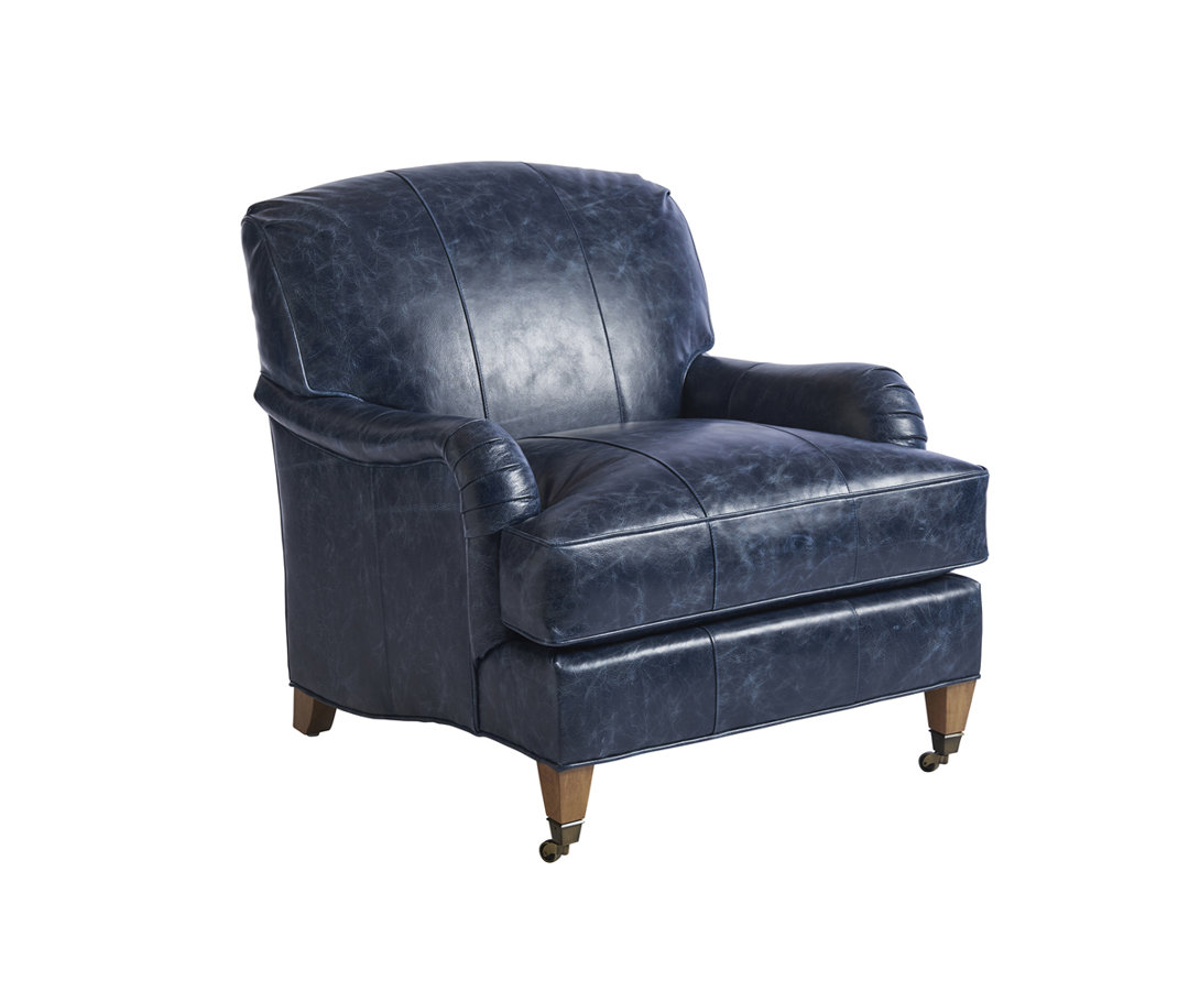 Sydney Leather Chair with Brass Caster Barclay Butera