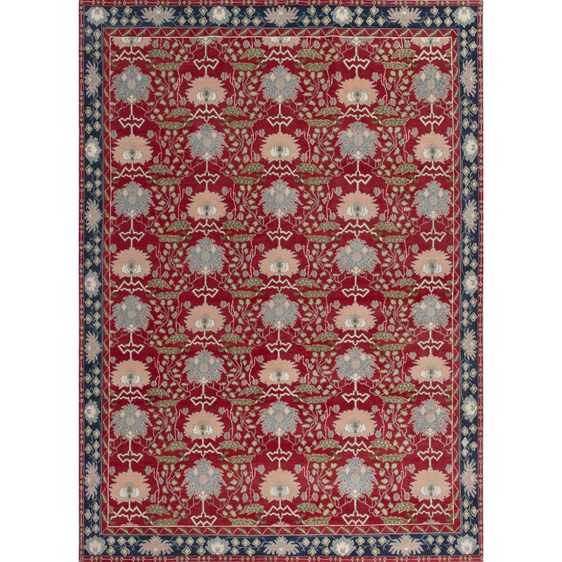 Sultana Wool Oriental Area Rug in Red/Navy/Green/Beige, Rectangle 10' x 14'