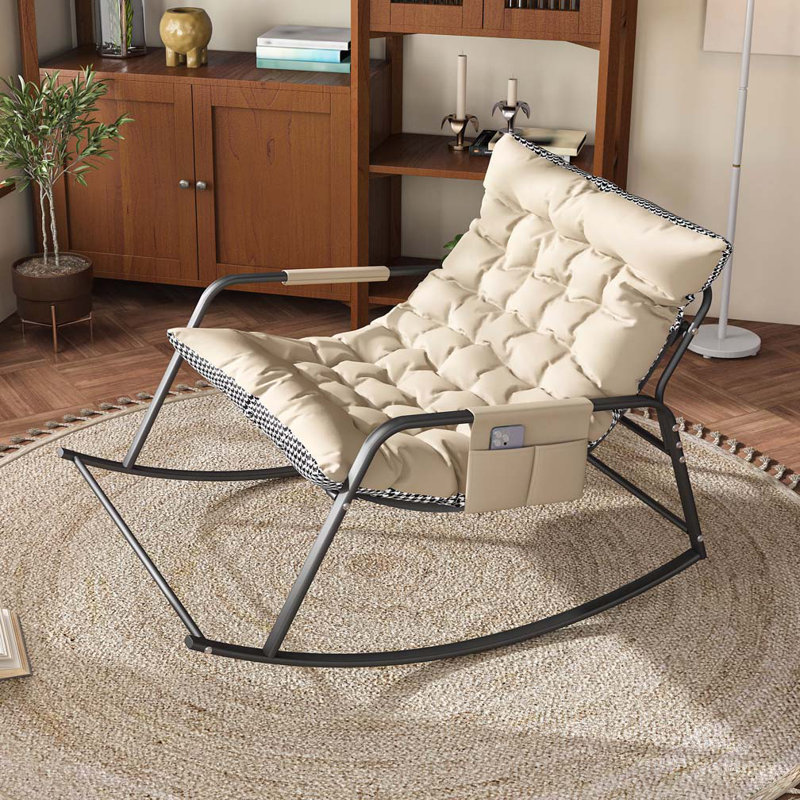 Chaise berçante avec rangement, Blanc cassé