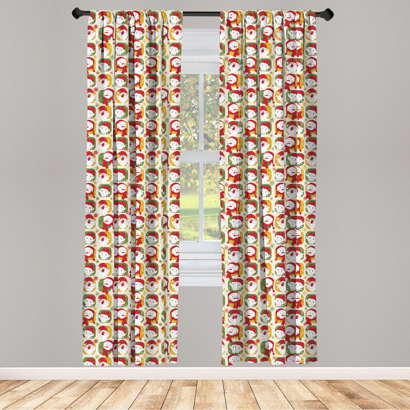 Christmas Window Semi-Sheer Rod Pocket Curtain Panel, 28" x 63"