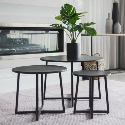 Terrain Set of 3 Round Nesting Tables - Black