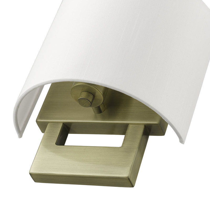Applique murale en acier Rakhee, Laiton antique, Blanc, H 9,5 po x l 8 po x P 3,95 po