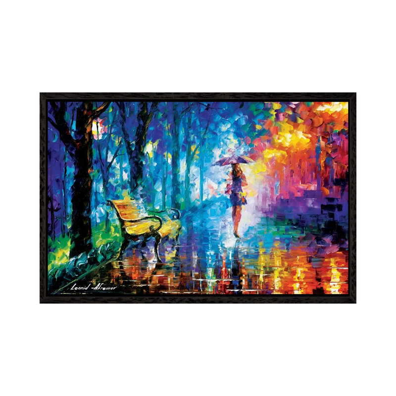 Misty Umbrella by Leonid Afremov - Painting on Canvas, 101.6 cm H x 66.04 cm W, Black Framed Canvas