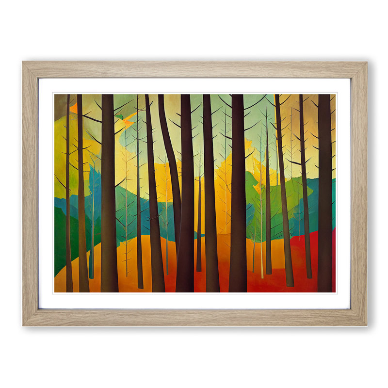 Colourful Abstract Summer Forest Vol.3 - Framed Print, 25cm H x 34cm W x 2cm D, Oak