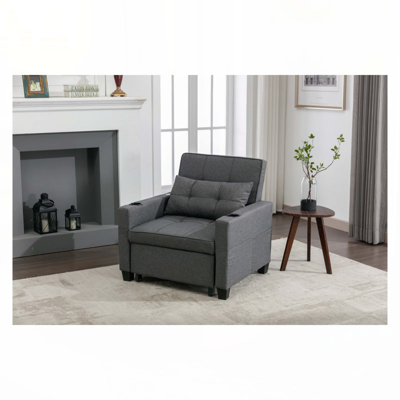 Fauteuil convertible convertible avec ports USB, Lin gris foncé