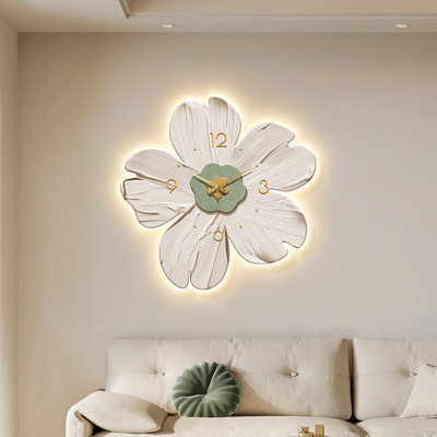 Cream-style clock wall-mounted, floral patterned silent clock, fresh and creative wall clock -  FOLVOJ, FOL720032049511WALLCLOCKS0422-A30