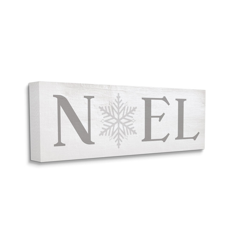 Noel phrase de Noël typographie flocon de neige, Toile tendue, H 13 po x l 30 po x P 1,5 po