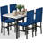 Minimalist 1 Table+4 Chairs Combination, Imitation Marble Texture Design, Steel Frame, Velvet Material Chair Surface, Space Saving And Easy To Match-1462256032