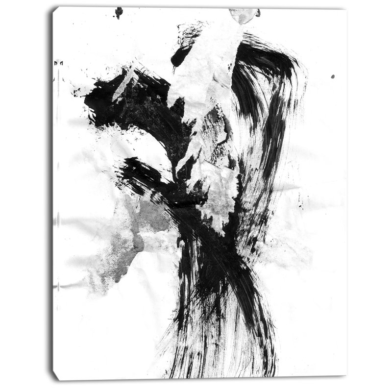 Black Paint Stain - Wrapped Canvas Print, 40" H x 30" W x 1" D