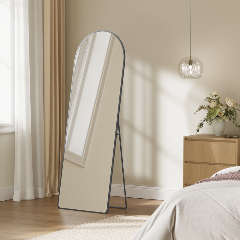 Metal Flat Mirror, 160cm x 50cm, Black