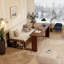 Lit de jour avec bureau amovible, tiroirs de rangement et table d'appoint hydraulique, finition espresso pour une vie moderne