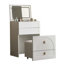 Ensemble de coiffeuse 3 en 1, ensemble de coiffeuse avec miroir et 3 tiroirs, petite coiffeuse avec tabouret rembourré, coiffeuse compacte pour chambre à coucher