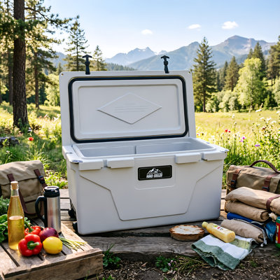 85 Quart Rotomolded Hard Cooler, 6-10 Day Ice Retention Insulated Ice Chest With Wheels & Rope Handles, Freezer-grade Gasket Portable Cooler For Camping, Fishing, Tailgating & Family Gatherings