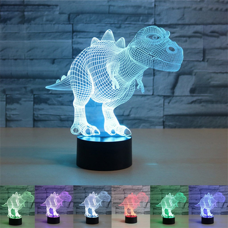 3D Dinosaur Children Night Lamp Led Colours Changing Lighting Decoration Creative Gift Lamp Bedside Lamp Table Lamp