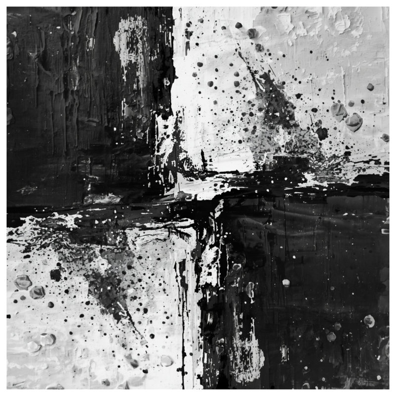 Noir et blanc, peinture abstraite, rideaux transparents et occultant - 1 panneau, 50 po x 92 po - 1 panneau, Blocage