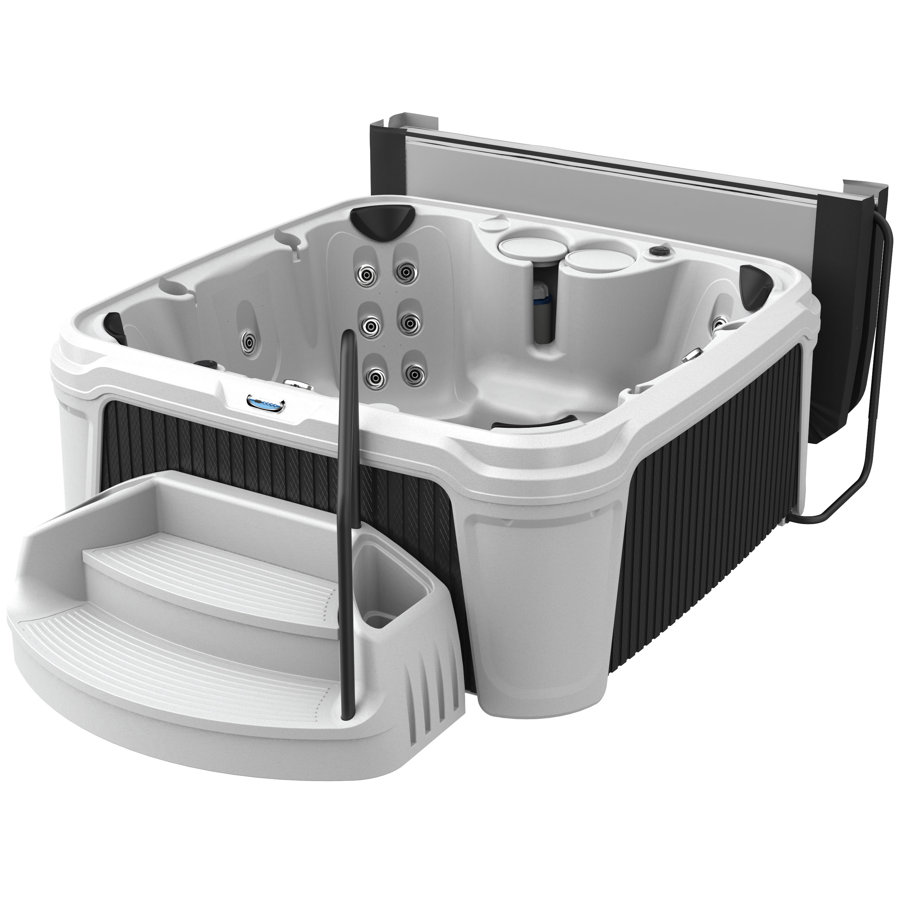 AquaRest DayDream 2800S Limited Edition White/Black Ensemble 7-Person 28-Jet Plug & Play Hot Tub with Ozonator, Waterfall, Step, Cover Lifter, Ice Bucket and Friction Heating