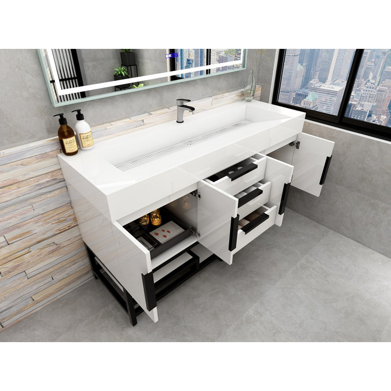 Meuble-lavabo sur pied simple 60 po Jessica, Blanc