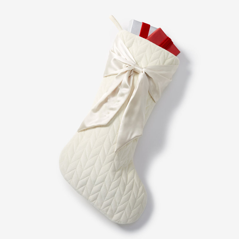 Personnalisation de bas de Noël Holly Jolly Bow - ivoire, Blanc