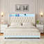Ensemble de chambre à coucher moderne 3 pièces avec lit en velours et deux tables de chevet avec rangement-906890441-914007679