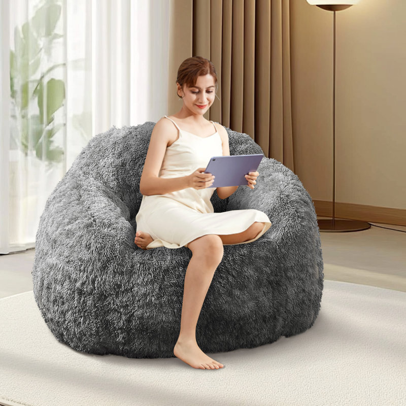 Fauteuil à billes Soft Fluffy, Polyester noir