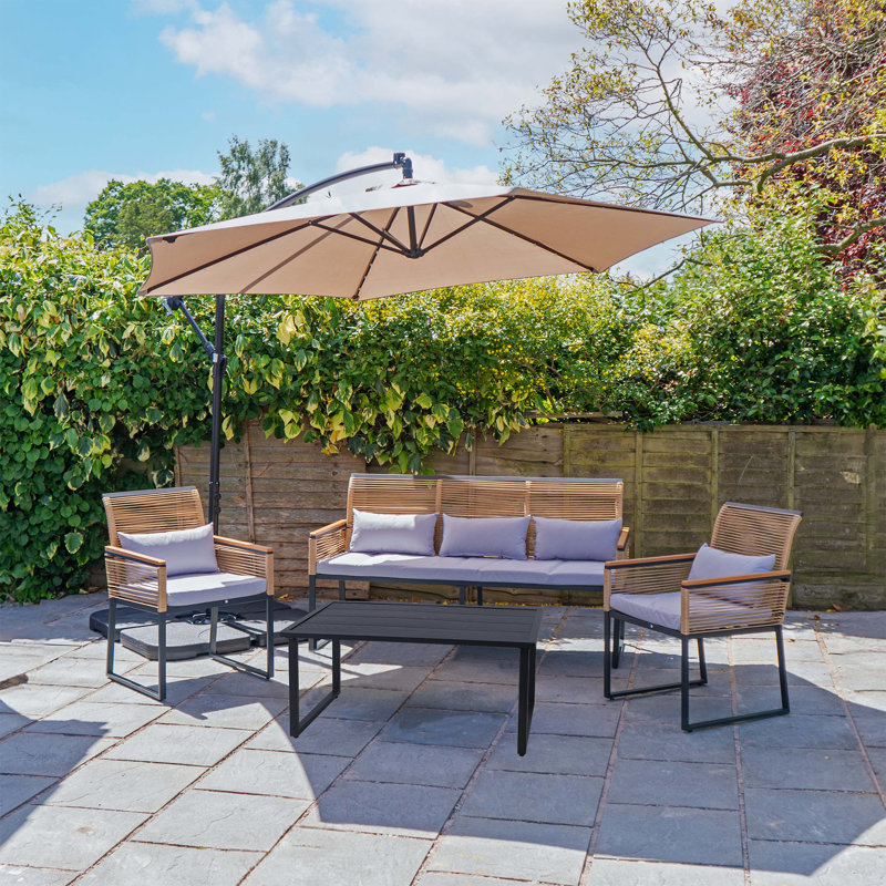Tuscany 5 Seater Metal and Wicker Sofa Set with Cushions