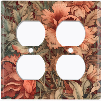 Couvercle de plaque d'interrupteur en métal; Feuillus floraux de style américain standard à 2 bandes en double - William Morris