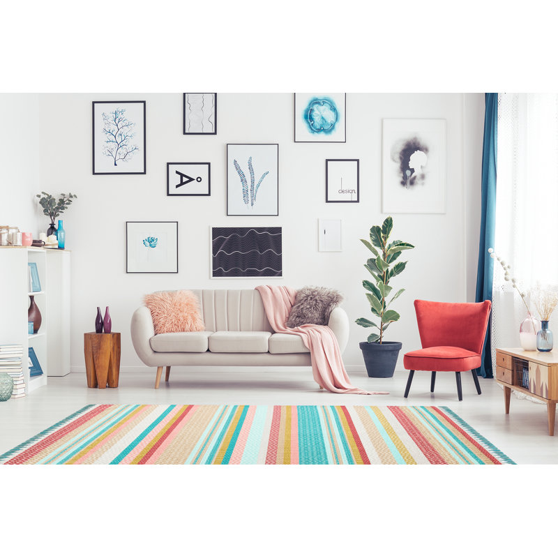 Aztec Striped Area Rug, Runner 80 x 300cm