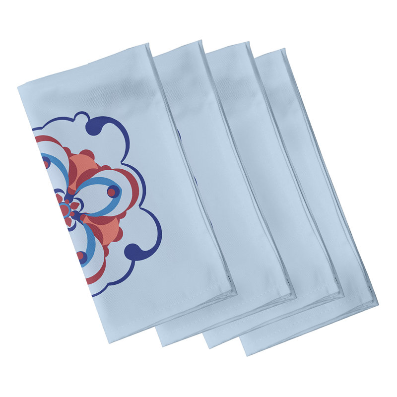 Ensemble de serviettes 4 pièces Souihla Too, L 18 po x L 18 po, Bleu pâle / Marine