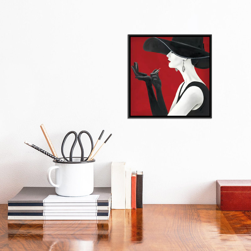 «Haute Chapeau Rouge II» par Marco Fabiano - reproduction d'art, H 12 po x l 12 po x P 1,5 po, Toile avec cadre noir