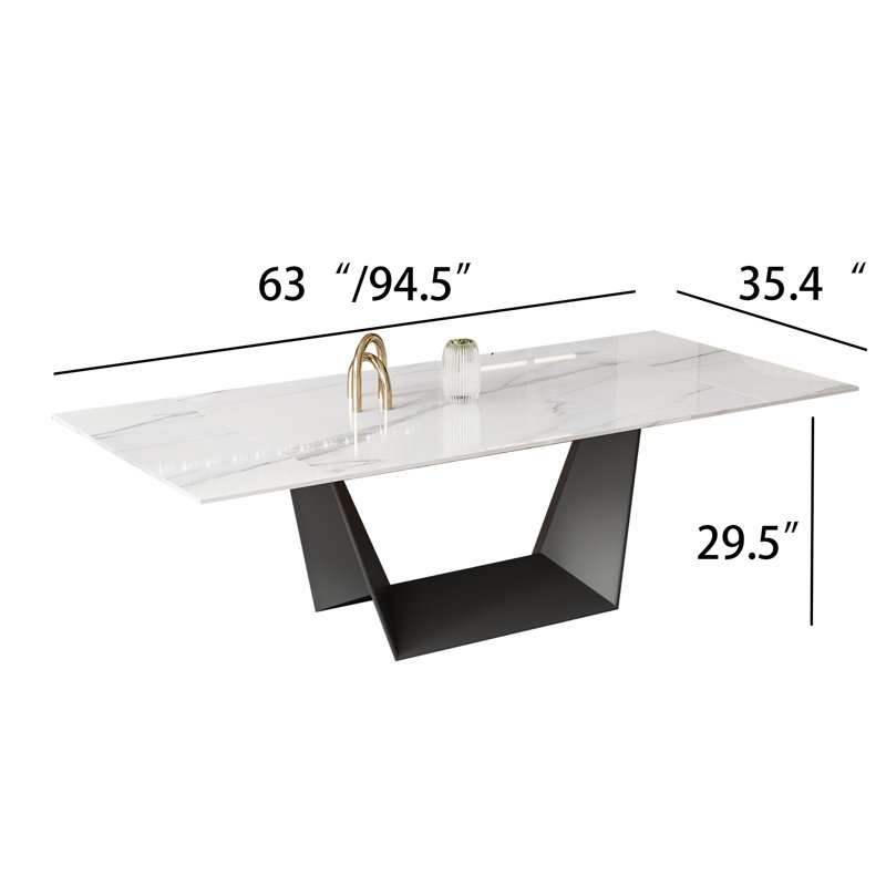 Armano Extendable 10 Seater Faux Marble Rectangular Dining Table