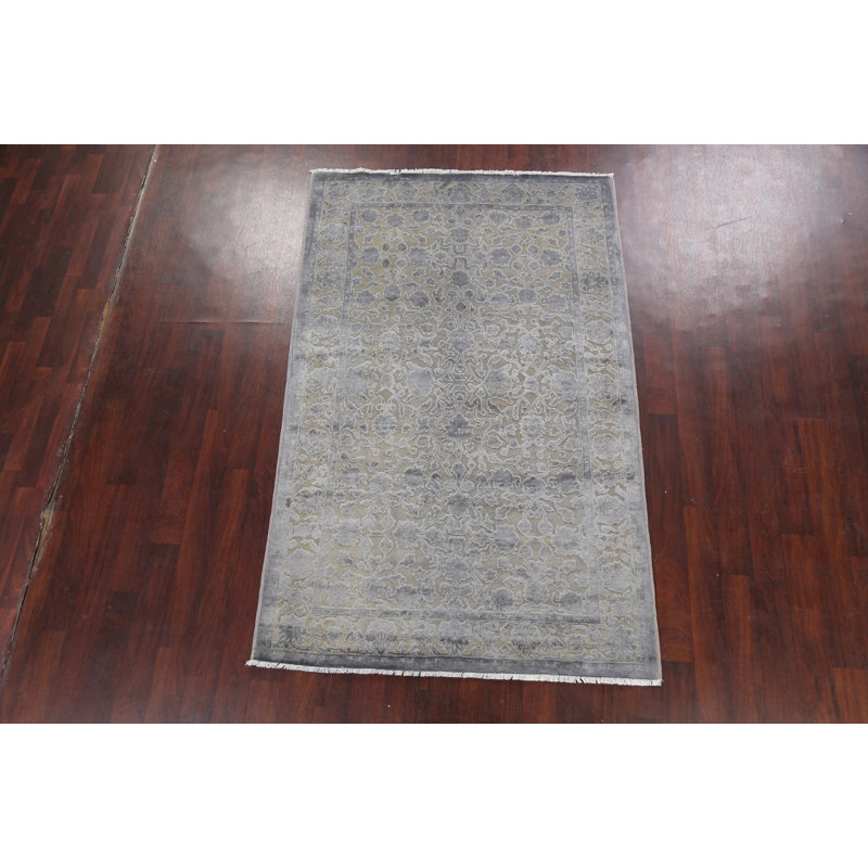 Tapis oriental Oushak Chobi à motif de teinture végétale noué à la main 5 x 8