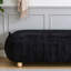 Banc de rangement ovale moderne en chenille capitonnée avec couvercle rabattable et pieds sphériques, idéal pour l'entrée et le salon.-2076028220